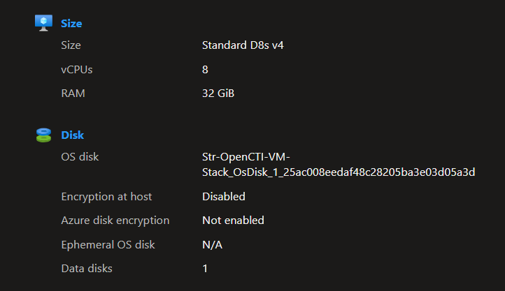 Overview Size and Disk